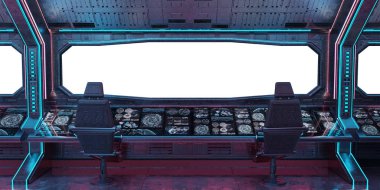 Grunge uzay gemisi iç beyaz arka plan 3d render ile