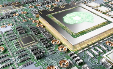 Yapay zeka bir karmaşık ve modern Gpu kartı 3d render