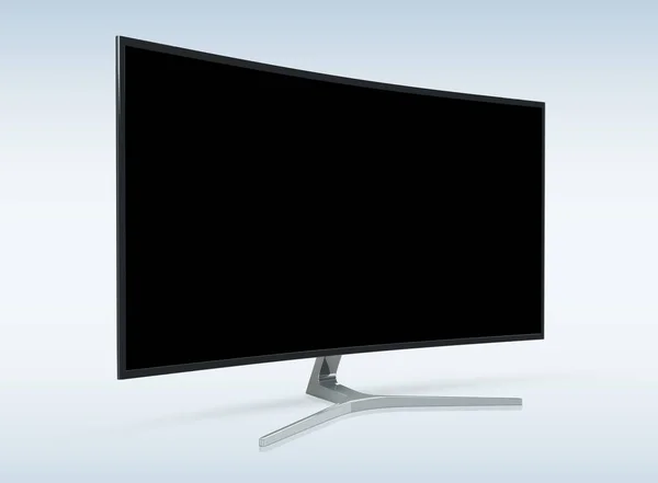 Zijaanzicht Van Zwarte Moderne Gebogen Monitor Computer Rendering — Stockfoto