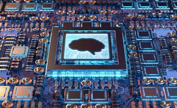 Yapay zeka bir karmaşık ve modern Gpu kartı 3d render