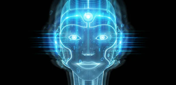 Donna Robotica Viso Cyborg Che Rappresenta Concetto Intelligenza Artificiale Rendering — Foto Stock