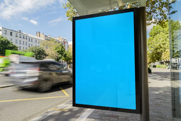 Parada Autobús Aire Libre Anuncio Maqueta Con Coches — Foto de Stock