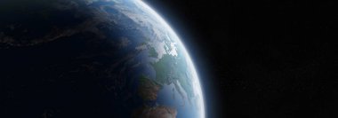 Mavi Dünya gezegeninin alan 3d render elemanları bu görünümü