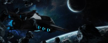 Uzak bir gezegende sistemi ile exoplanets 3d render elem alanda