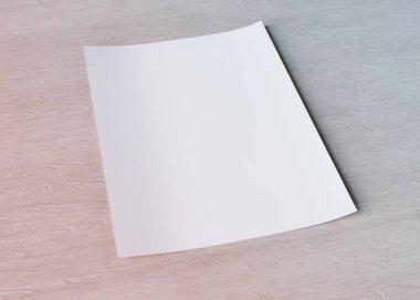 A4 boş kağıt sayfası mockup Wood 3d render