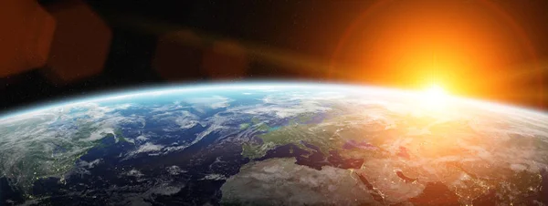 View of blue planet Earth in space 3D rendering elements of this — Stock Photo, Image