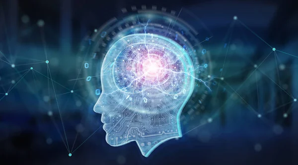 Artificiell intelligens digitala hjärnan bakgrund 3d-rendering — Stockfoto