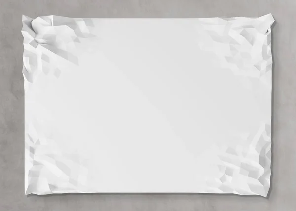 Textura de papel triturado A4 en blanco sobre hormigón 3D renderizado — Foto de Stock