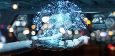 Beyaz insansı hanid yapay zeka 3d renderi oluşturma