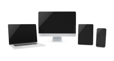 Modern aygıtlar beyaz arkaplan 3B görüntüleme üzerinde izole