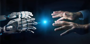 Robot el temas kara günü insan eli ile arka plan 3d 