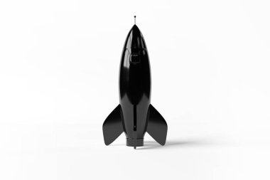 Eski moda stil roket beyaz 3d render izole