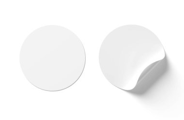 Boş kıvrılmış etiket mockup beyaz 3d render izole