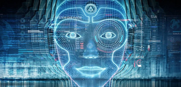 Cara de cyborg mujer robótica que representa inteligencia artificial 3 —  Fotos de Stock