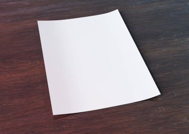 A4 boş kağıt sayfası mockup Wood 3d render