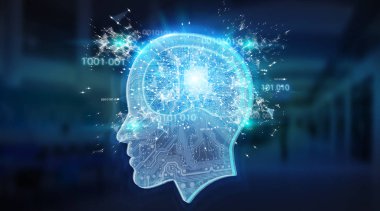 Yapay zeka dijital beyin arka plan 3d render