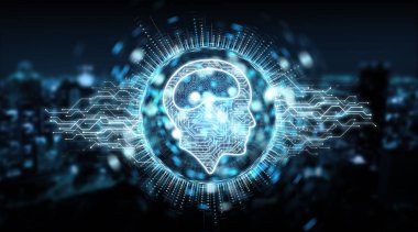 Dijital yapay zeka simgesi hologram 3d render