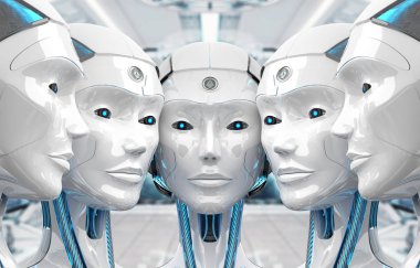 Grup birbirlerinin cyborg ordu kavramı yakın kadın robotlar 