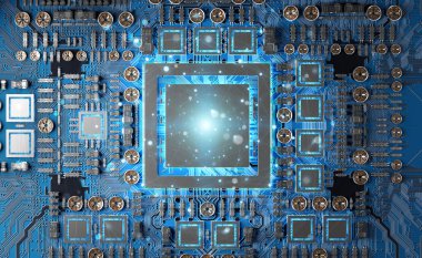 Modern bir Gpu kartı bağlantıları 3d render ile yakından görmek