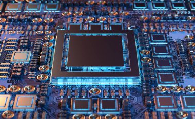 Modern bir Gpu kartı devre 3d render ile yakından görmek