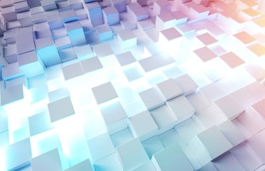 Parlak beyaz ve renkli soyut kareler arka plan deseni 3