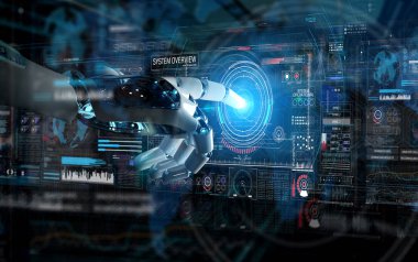 Dijital ekranlar arabirimi 3d ren kullanarak akıllı robot Makina