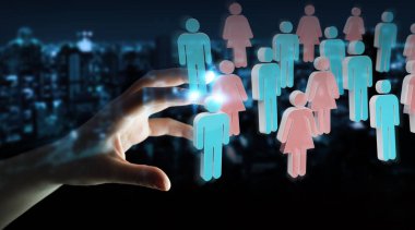 3D rendering grup insan kullanarak iş adamı