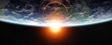 Mavi Dünya gezegeninin alan 3d render elemanları bu görünümü