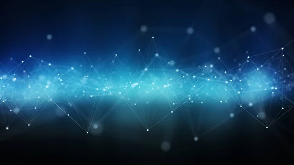 추상적인 디지털 네트워크 연결 파란색 배경 3d 렌더링 — 스톡 사진