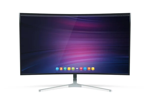 Modern dator monitor mockup isolerad på vit 3d-rendering — Stockfoto