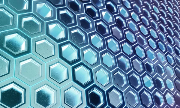 Brillante patrón de fondo hexagones negro y azul en plata se reunió — Foto de Stock