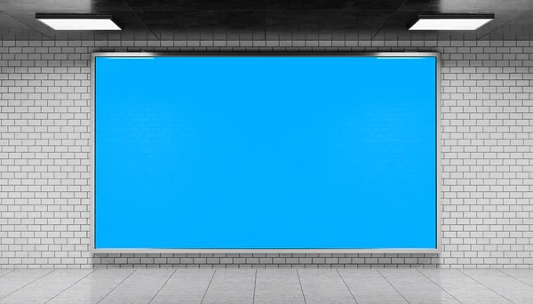 Panneau publicitaire dans la station de métro rendu 3d — Photo