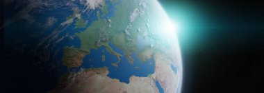 Mavi Dünya gezegeninin alan 3d render elemanları bu görünümü