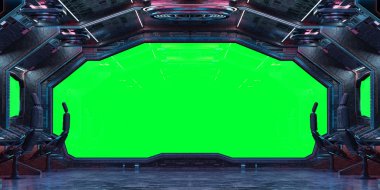 Grunge uzay gemisi iç arka plan 3d render