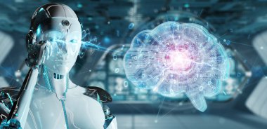 Yapay zeka bir dijital beyin 3d ren oluşturma robot