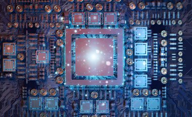 Modern bir Gpu kartı bağlantıları 3d render ile yakından görmek