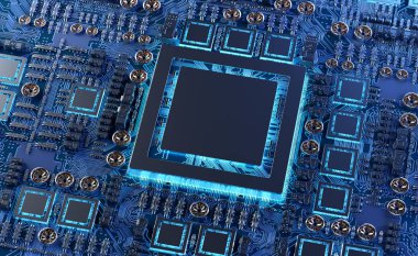Modern bir Gpu kartı devre 3d render ile yakından görmek