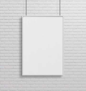 Mockup 3d render asılı beyaz bir çerçeve