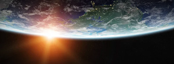 View of blue planet Earth in space 3D rendering elements of this — Stock Photo, Image