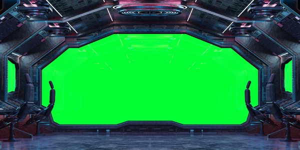 Grunge rymdskepp interiör bakgrunden 3d-rendering — Stockfoto