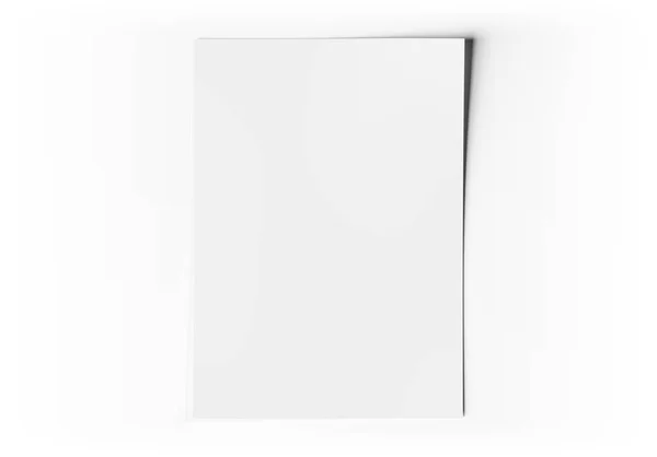 Modello A4 foglio di carta bianco sul rendering 3D bianco — Foto Stock