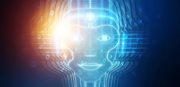 Роботизированная женщина-киборг, представляющая искусственный интеллект 3 — стоковое фото
