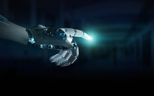 Інтелектуальна робот-машина, що вказує пальцем 3D рендеринга — стокове фото