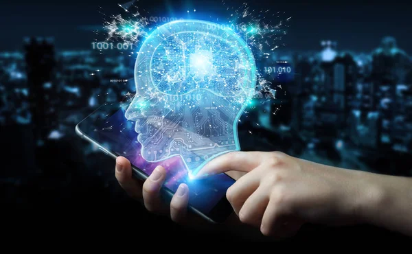Affärsman skapa artificiell intelligens 3d rendering — Stockfoto