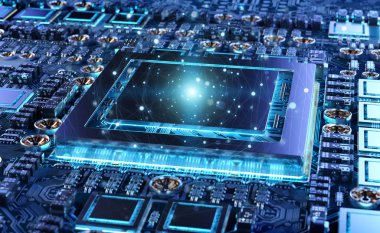Modern bir Gpu kartı bağlantıları 3d render ile yakından görmek