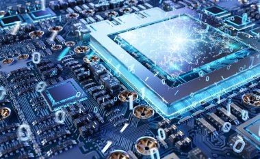 Modern bir Gpu kartı bağlantıları 3d render ile yakından görmek
