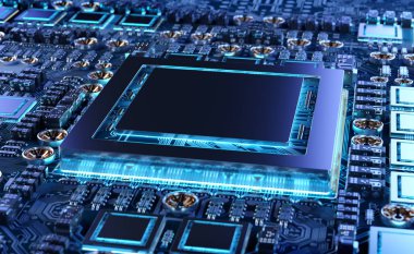 Modern bir Gpu kartı devre 3d render ile yakından görmek