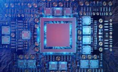 Modern bir Gpu kartı devre 3d render ile yakından görmek