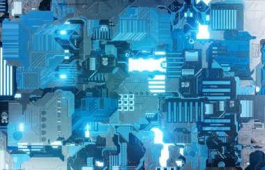 Fütüristik mavi teknoloji paneli arka plan ile lots-in bilgi