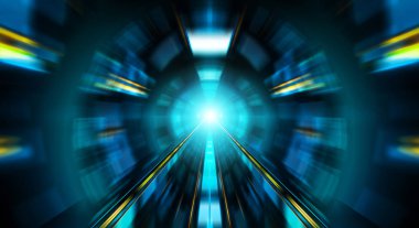 Abstract zoom effect in a blue dark tunnel background with traff clipart